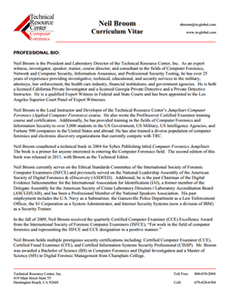 CV for Neil Broom Expert Witness in Computer Forensics Investigations in Mesa